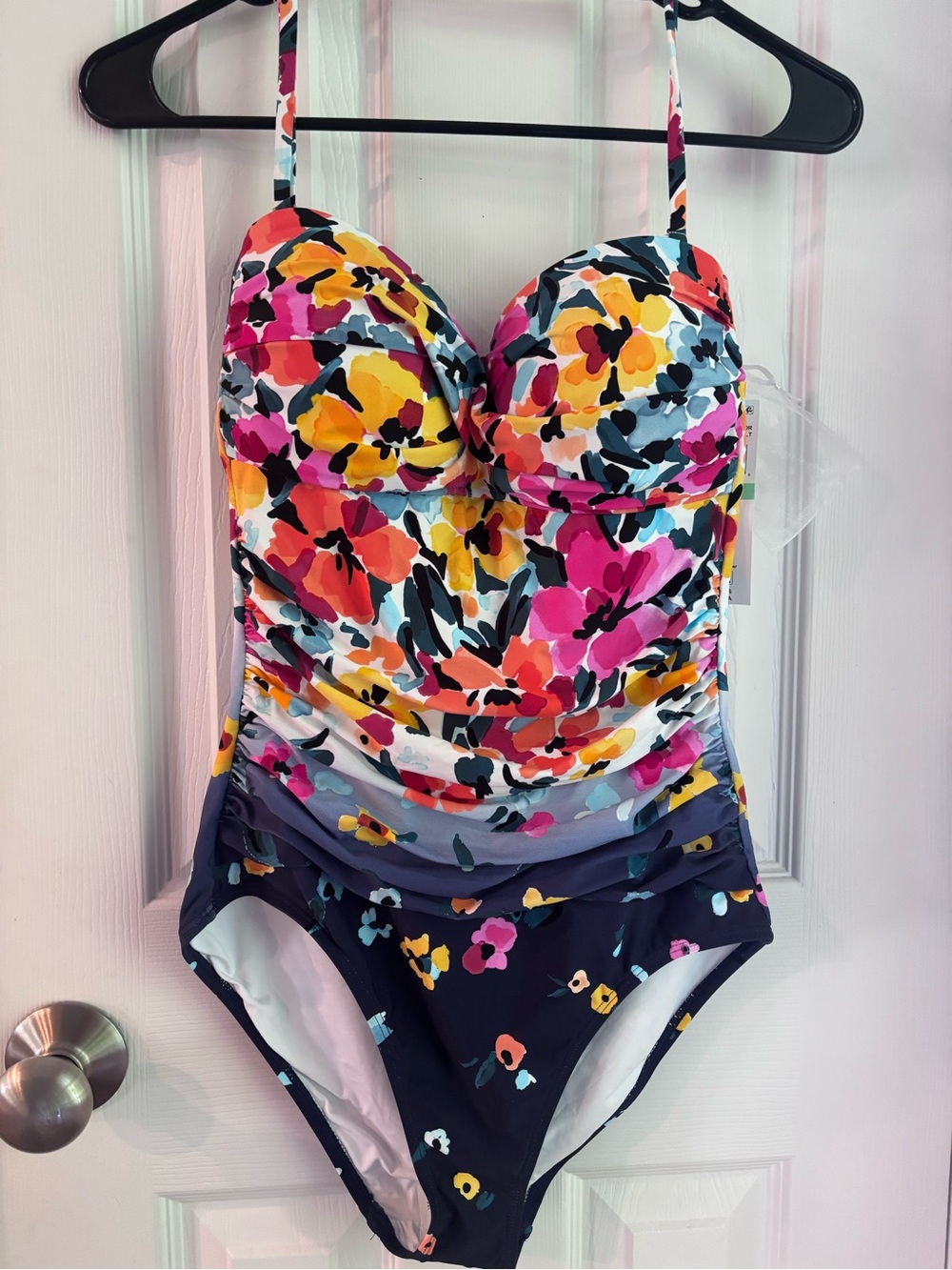 Anne Cole Floral One-Piece Swimsuit in Pink Yellow Orange Blue